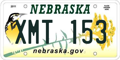 NE license plate XMT153