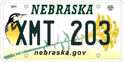 NE license plate XMT203