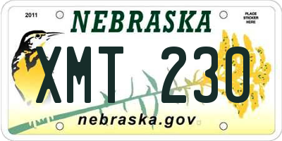 NE license plate XMT230