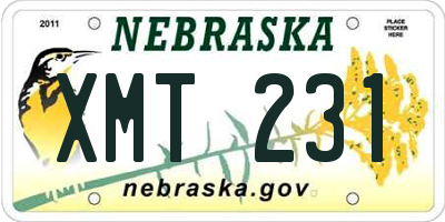 NE license plate XMT231