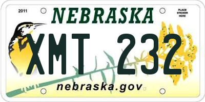 NE license plate XMT232
