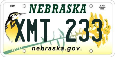 NE license plate XMT233