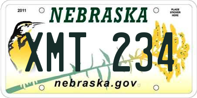 NE license plate XMT234