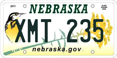 NE license plate XMT235