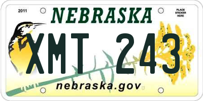 NE license plate XMT243