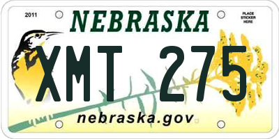 NE license plate XMT275
