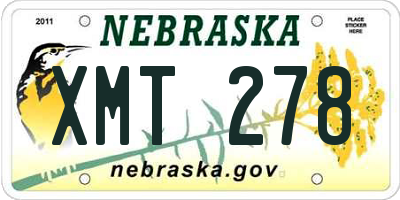 NE license plate XMT278