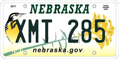 NE license plate XMT285