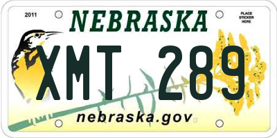 NE license plate XMT289