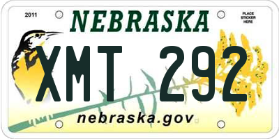 NE license plate XMT292