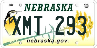 NE license plate XMT293