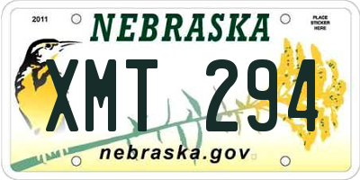 NE license plate XMT294