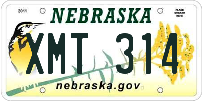 NE license plate XMT314
