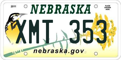 NE license plate XMT353