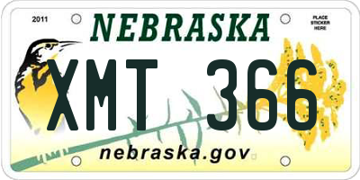 NE license plate XMT366