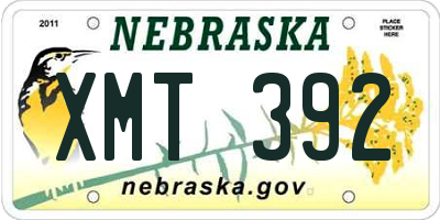 NE license plate XMT392