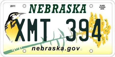 NE license plate XMT394
