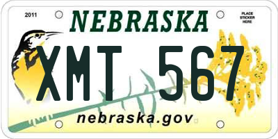 NE license plate XMT567