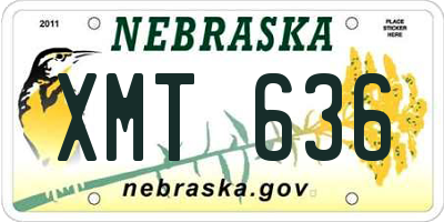 NE license plate XMT636