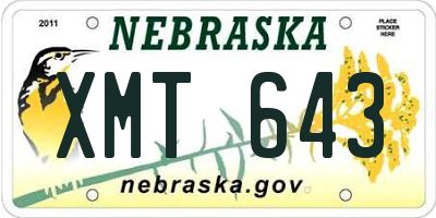 NE license plate XMT643