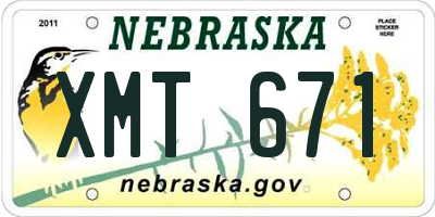 NE license plate XMT671