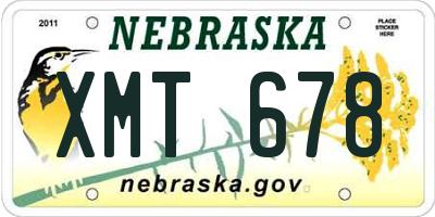 NE license plate XMT678