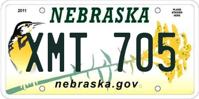 NE license plate XMT705