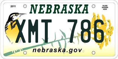 NE license plate XMT786