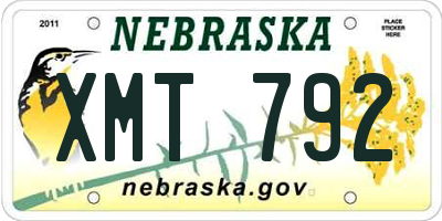 NE license plate XMT792
