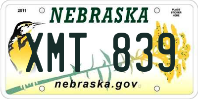 NE license plate XMT839