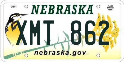 NE license plate XMT862