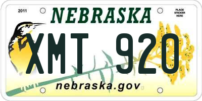 NE license plate XMT920