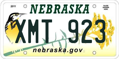 NE license plate XMT923