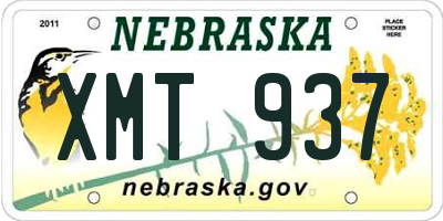 NE license plate XMT937