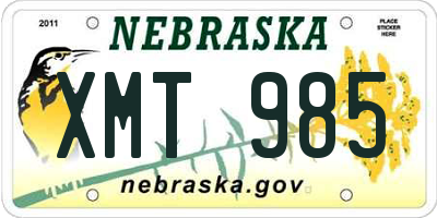 NE license plate XMT985