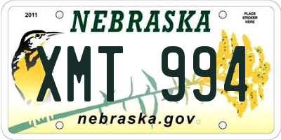 NE license plate XMT994