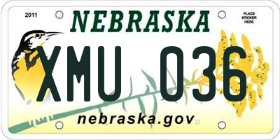 NE license plate XMU036