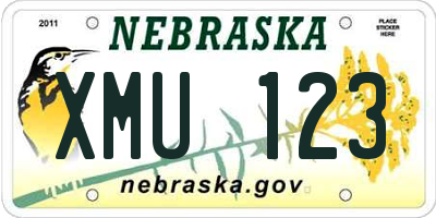 NE license plate XMU123