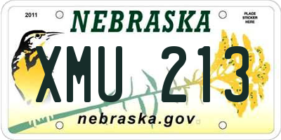 NE license plate XMU213