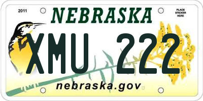 NE license plate XMU222
