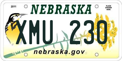 NE license plate XMU230