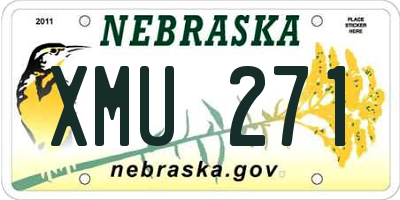 NE license plate XMU271
