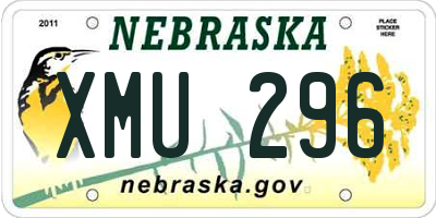 NE license plate XMU296