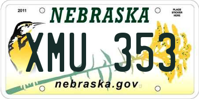 NE license plate XMU353