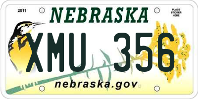 NE license plate XMU356