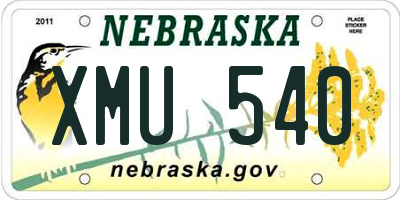NE license plate XMU540