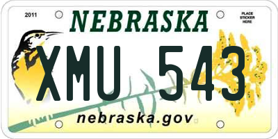NE license plate XMU543