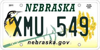 NE license plate XMU549