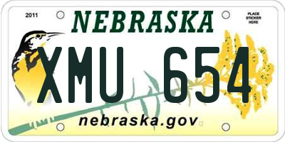 NE license plate XMU654