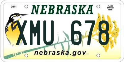 NE license plate XMU678